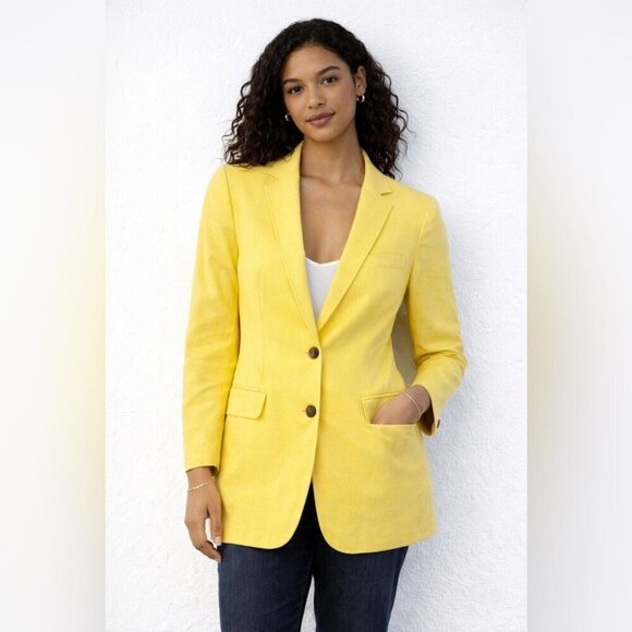 Alan Flusser Jackets & Blazers - Alan Flusser Yellow Linen Blend Blazer Lightweight Tailored Jacket Large